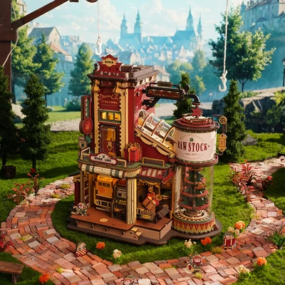 Gambar Rolife Puzzle 3D Dream Gift Factory Set 449 Pcs - Merah