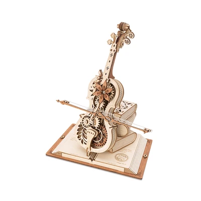Gambar Rolife Puzzle 3d Magic Cello Mechanical Music Box Set 199 Pcs - Cokelat