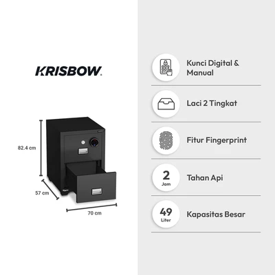 Gambar Krisbow Griffin Brankas Tahan Api Digital 2 Tingkat 70x57x82.4 cm - Hitam