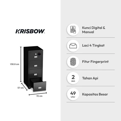 Gambar Krisbow Griffin Brankas Tahan Api Digital 4 Tingkat 70x57x150.8 cm - Hitam