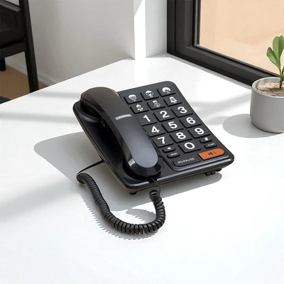 Gambar Krisbow Telepon Kabel Analog Big Button - Hitam