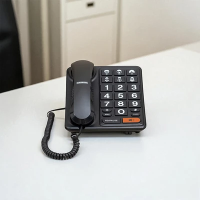 Gambar Krisbow Telepon Kabel Analog Big Button - Hitam