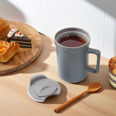 Gambar Delicia Erie Mug Keramik Bone China Dengan Tutup 400 ml Random