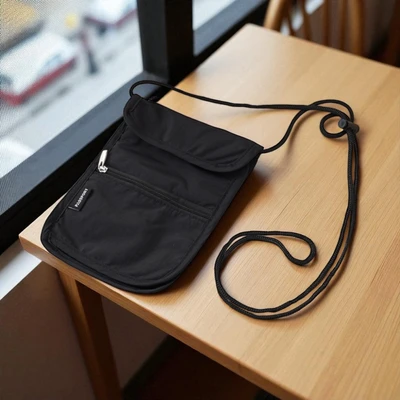 Gambar Passport Pouch Leher Anti Theft Dengan Rfid Block - Hitam