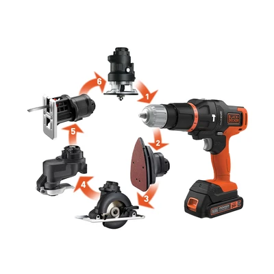 Gambar Black & Decker Bor Cordless Multi Evo 20V - Oranye/Hitam