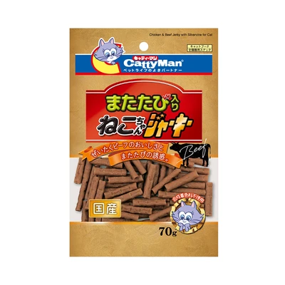 Gambar CattyMan Silvervine Camilan Kucing Beef Jerky 70 gr