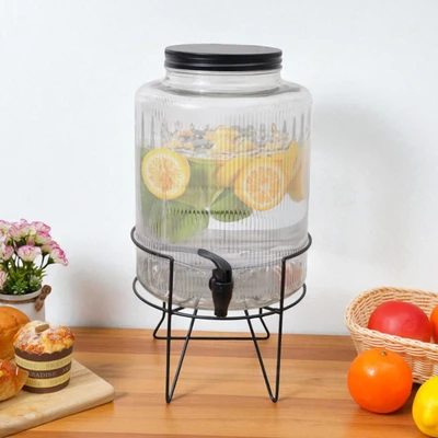Gambar Culinart Luxor Dispenser Minuman Kaca Dengan Rak 9 Liter Transparan