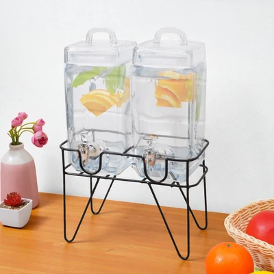 Gambar Culinart Tweenzy Dispenser Minuman Kaca Dengan Rak 4 Liter Transparan - Hitam