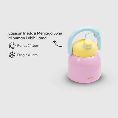 Gambar Picas Dopamine Botol Vacuum Flask Stainless Steel Dengan Handle 500 ml - Mix