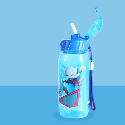 Gambar Unimass Botol Minum Plastik Dengan Sedotan Captain America 450 Ml - Biru