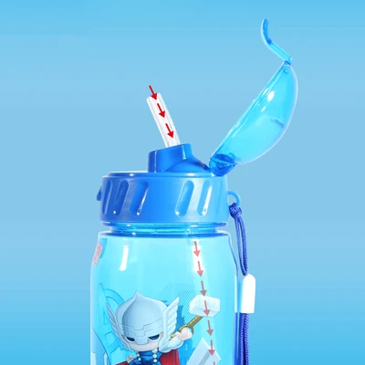 Gambar Unimass Botol Minum Plastik Dengan Sedotan Captain America 450 Ml - Biru