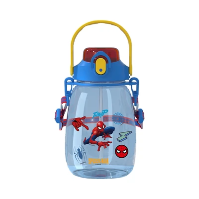 Gambar Unimass Botol Minum Plastik Dengan Sedotan Spiderman 600 Ml - Biru