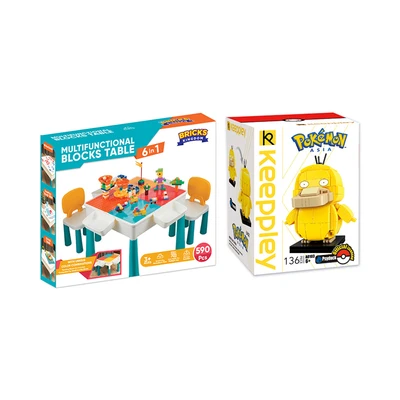 Gambar Bricks Kingdom Set Meja Kursi Anak + Free Keeppley Set Pokemon Psyduck