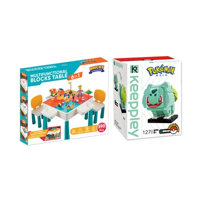 Gambar Bricks Kingdom Set Meja Kursi Anak + Free Keeppley Set Pokemon Bulbasaur
