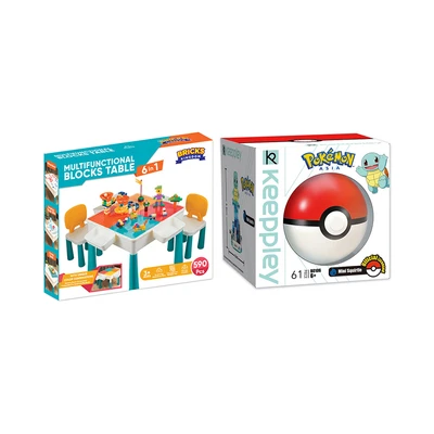 Gambar Bricks Kingdom Set Meja Kursi Anak + Free Keeppley  Set Poke Ball Squirtle