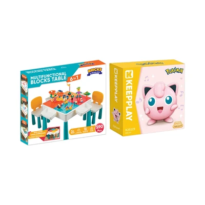 Gambar Bricks Kingdom Set Meja Kursi Anak + Free Keepplay Set Pokemon Kuppy Jigglypuff