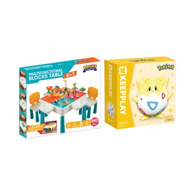 Gambar Bricks Kingdom Set Meja Kursi Anak + Free Keepplay Set Pokemon Kuppy Togepi