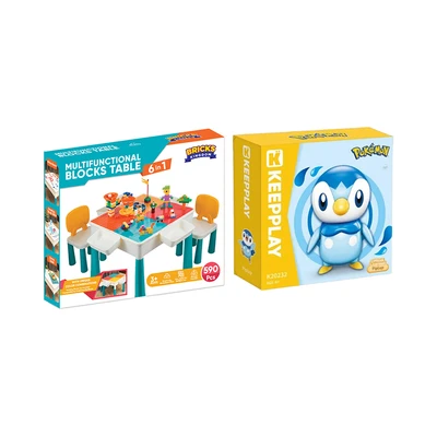 Gambar Bricks Kingdom Set Meja Kursi Anak + Free Keepplay Set Pokemon Kuppy Piplup