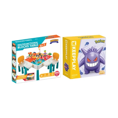 Gambar Bricks Kingdom Set Meja Kursi Anak + Free Keepplay Set Pokemon Kuppy Gengar