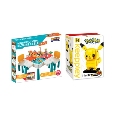 Gambar Bricks Kingdom Set Meja Kursi Anak + Free Keeppley Set Pokemon Pikachu Classic