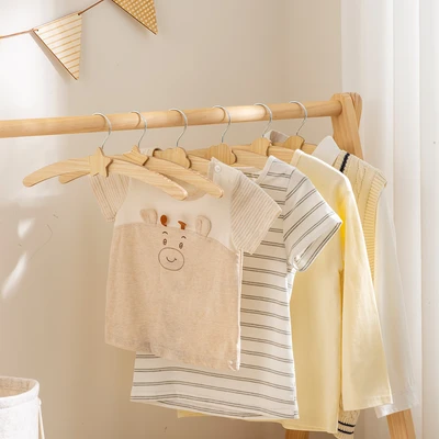 Gambar Stora Hanger Baju Anak Kayu 32 cm Set 3 pcs - Cokelat