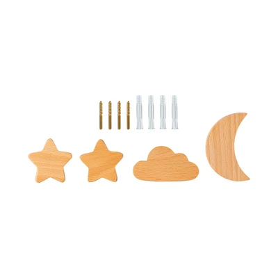 Gambar Stora Gantungan Dinding Kayu Anak Sky Set 4 pcs - Cokelat