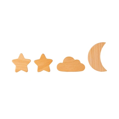 Gambar Stora Gantungan Dinding Kayu Anak Sky Set 4 pcs - Cokelat