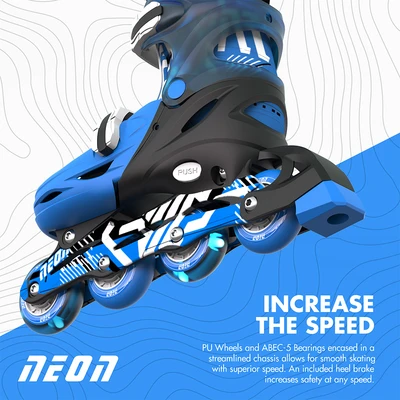 Gambar Neon Ukuran 30-33 Goteki Sepatu Roda Inline Skate - Biru