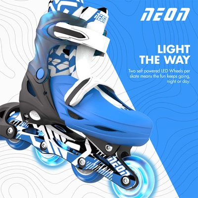 Gambar Neon Ukuran 34-37 Goteki Sepatu Roda Inline Skate - Biru