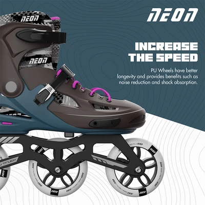 Gambar Neon Ukuran 35-38 Sepatu Roda Pro Skates - Cokelat/pink