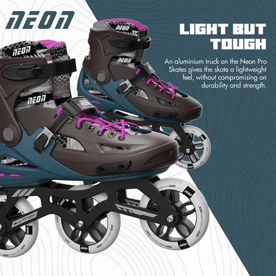 Gambar Neon Ukuran 35-38 Sepatu Roda Pro Skates - Cokelat/pink