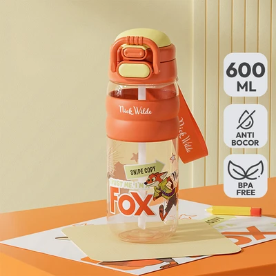 Gambar Unimass Botol Minum Anak Plastik 2 Ways Zoo 600 Ml - Oranye
