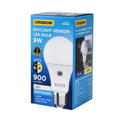 Gambar Krisbow Lumi Gen-2 Bohlam LED Sensor 9 Watt 900 Lumen Cool Daylight E27 - Putih