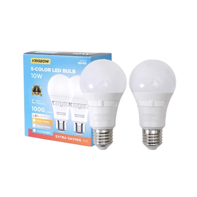 Gambar Krisbow Lumi Gen-2 Bohlam LED 5CCT 10 Watt 1000 Lumen E27 E27 Set 2 pcs - Mix