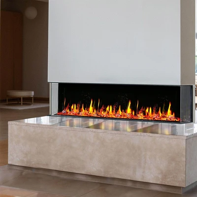 Gambar Breathe Electric Fireplace Simulation 3-Sided Kaca & Metal 101.6x18.5x35 cm - Hitam