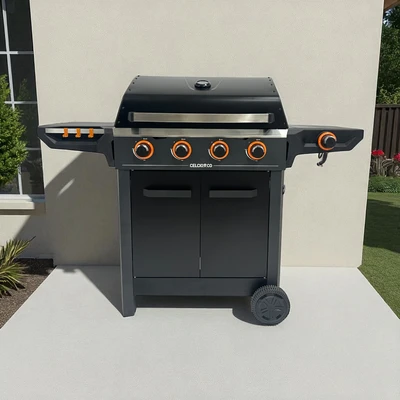 Gambar Celcio&Co Pemanggang Gas Bbq 4 Tungku Dengan Side Burner - Hitam