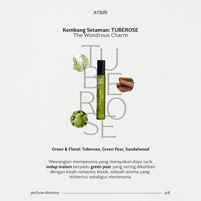 Gambar Atsiri Bergamot & Green Pear Kembang Setaman Tuberose Eau De Parfum 10 ml - Hijau