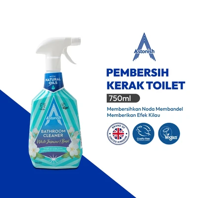 Gambar Astonish White Jasmine & Basil Spray Pembersih Kerak Kamar Mandi 750 ml - Biru