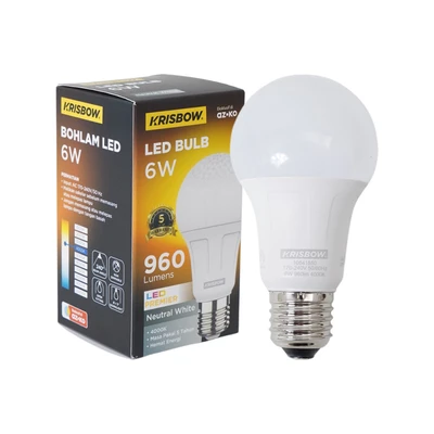 Gambar Krisbow Premier Gen-2 Bohlam LED 6 Watt 960 Lumen Natural White E27 - Putih