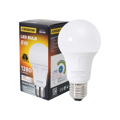 Gambar Krisbow Premier Gen-2 Bohlam LED 8 Watt 1280 Lumen Neutral White E27 - Putih