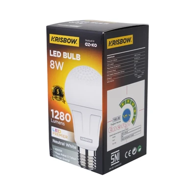 Gambar Krisbow Premier Gen-2 Bohlam LED 8 Watt 1280 Lumen Neutral White E27 - Putih