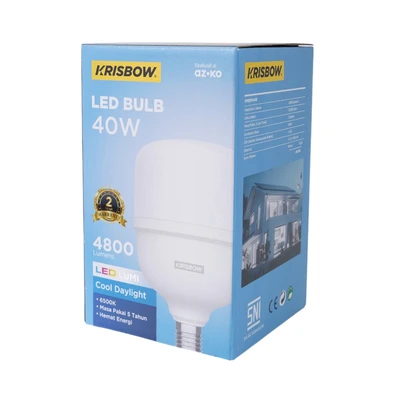 Gambar Krisbow Lumi Gen-2 Bohlam LED High Power 40 Watt 4800 Lumen Cool Daylight E27 - Putih