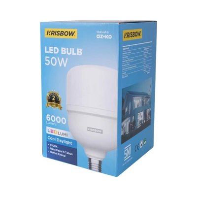 Gambar Krisbow Lumi Gen-2 Bohlam LED High Power 50 Watt 6000 Lumen Cool Daylight E27 - Putih