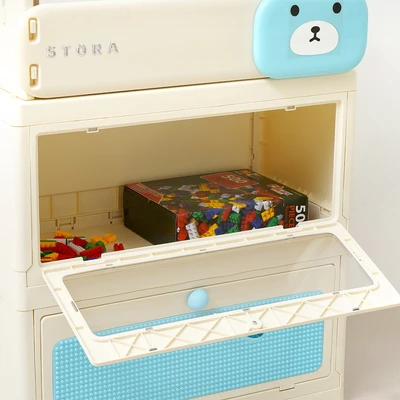Gambar Stora Rak Buku Anak Dengan 2 Laci Bear - Biru