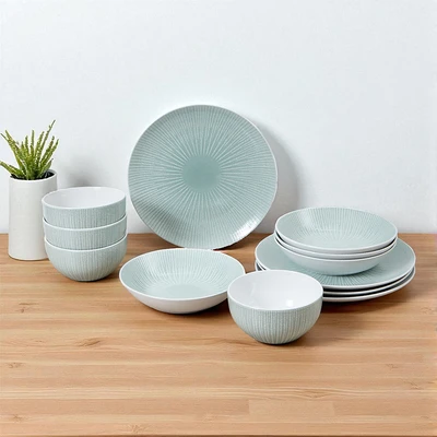 Gambar Appetite Naomi Perlengkapan Makan Keramik Stoneware Set 12 pcs - Hijau
