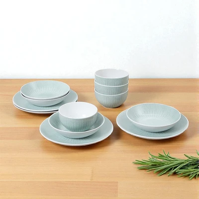 Gambar Appetite Naomi Perlengkapan Makan Keramik Stoneware Set 12 pcs - Hijau