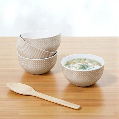 Gambar Appetite Natty Perlengkapan Makan Keramik Stoneware Set 12 pcs - Cokelat