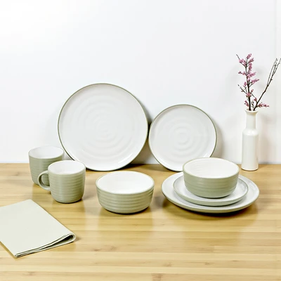 Gambar Appetite Nala Perlengkapan Makan Keramik Stoneware Set 8 pcs - Hijau