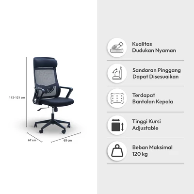 Gambar Informa G Zilton V2 Kursi Kantor Sandaran Tinggi - Hitam