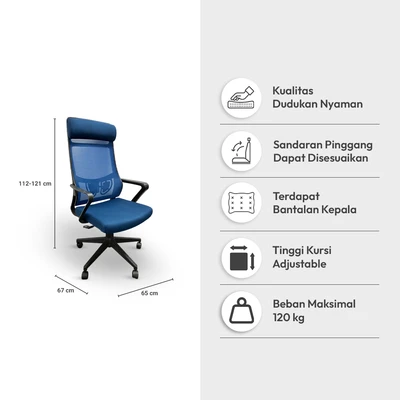 Gambar Informa G Zilton V2 Kursi Kantor Sandaran Tinggi - Biru